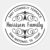 書エレガント字スクリプト差出人住所ラベル ラウンドシール (正面)