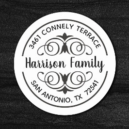 書エレガント字スクリプト差出人住所ラベル ラウンドシール