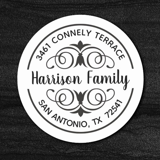 書エレガント字スクリプト差出人住所ラベル ラウンドシール