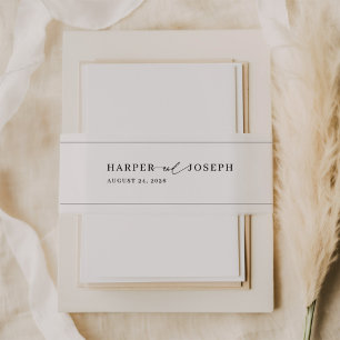 書エレガント字スクリプト結婚式招待状 招待状ベリーバンド