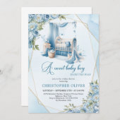 書エレガント字ベビーcribフローラ少年 招待状 (正面/裏面)