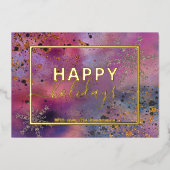 書エレガント字モダン台本ハッピーホリデー 箔シーズンカード (正面)