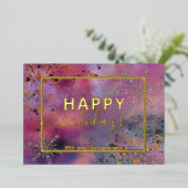 書エレガント字モダン台本ハッピーホリデー 箔シーズンカード (立ち正面)