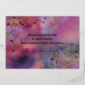 書エレガント字モダン台本ハッピーホリデー 箔シーズンカード (裏面)