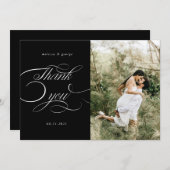 書エレガント字結婚サンキューカード 招待状 (正面/裏面)