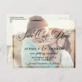 書エレガント式結婚式の日付を保存2 PHOTO ポストカード (正面/裏面)