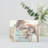 書エレガント式結婚式の日付を保存PHOTO ポストカード (スタンド正面)