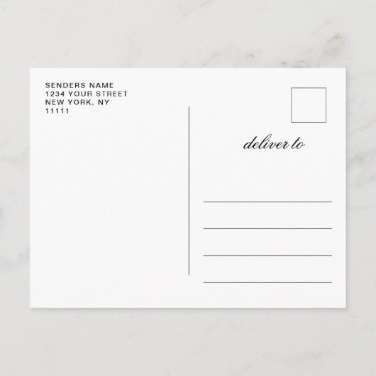 書エレガント式結婚式の日付を保存PHOTO 案内ポストカード (裏面)