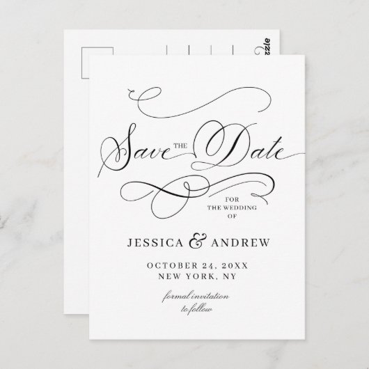 書エレガント式結婚式はがきを保存 ポストカード (正面/裏面)