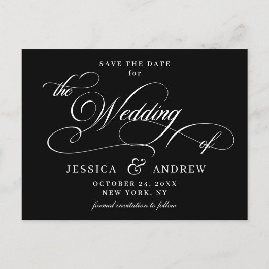 書エレガント式結婚式はがきを保存 ポストカード (正面)