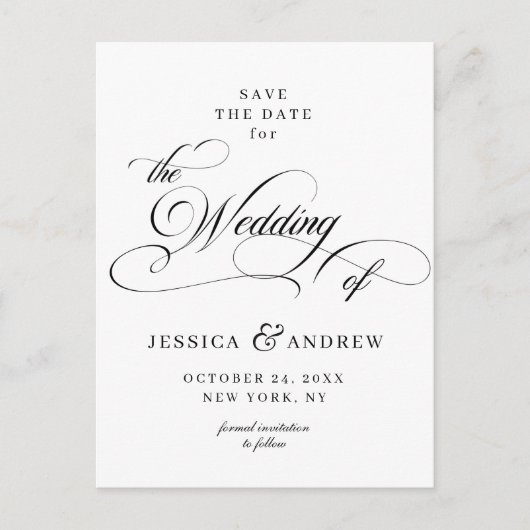 書エレガント式結婚式はがきを保存 ポストカード (正面)