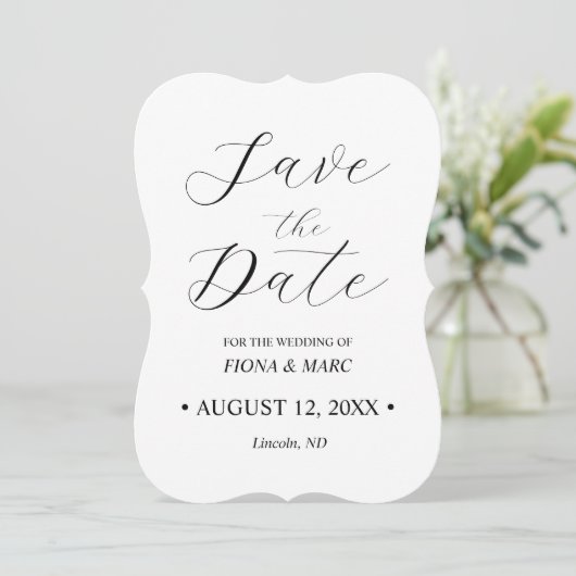 書エレガント式結婚式は日付カードを保存 招待状 (スタンド正面)