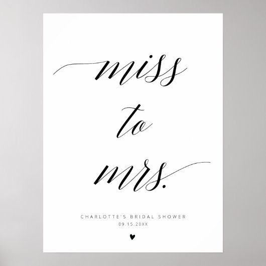 書エレガント恋しく思書のブライダルシャワー記号 ポスター (正面)