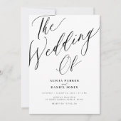 書エレガント文字の白結婚黒 招待状 (正面)