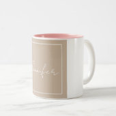 書エレガント書のシンプル名前 ツートーンマグカップ (正面右)