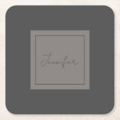 書エレガント書の無シンプル名グレー スクエアペーパーコースター (正面)