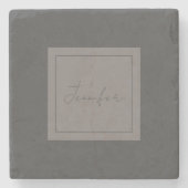 書エレガント書の無シンプル名グレー ストーンコースター (正面)