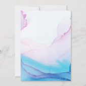 書エレガント書ピンク青の水の色が入モダンる 招待状 (裏面)