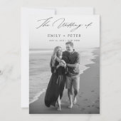 書エレガント書モダン写真結婚の 招待状 (正面)