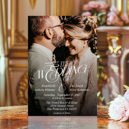 書エレガント書モダン写真結婚の 招待状