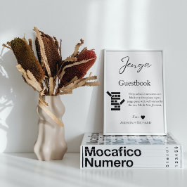 書エレガント書結婚の鄭雅ゲストブック ポスター