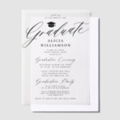 書エレガント本卒業パーティー ベラム紙招待状 (オフセット)