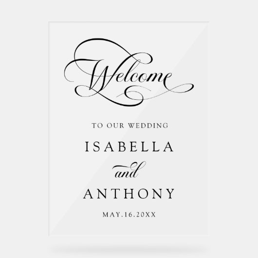 書エレガント渦巻形のの結婚歓迎の霜 アクリルサイン (正面)