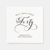 書エレガント渦巻形の書40歳の誕生日パーティー スタンダードカクテルナプキン (正面)