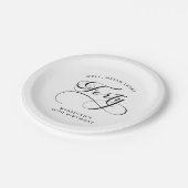 書エレガント渦巻形の書40歳の誕生日パーティー ペーパープレート (アングル)