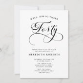 書エレガント渦巻形の書40歳の誕生日パーティー 招待状 (正面)