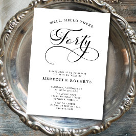書エレガント渦巻形の書40歳の誕生日パーティー 招待状