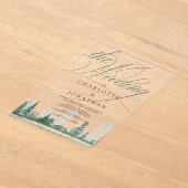 書エレガント素朴林結婚の アクリル招待状 (レイダウン)