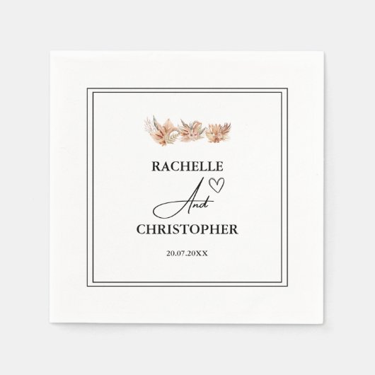 書エレガント素朴道 | Fluriishの結婚日付 スタンダードカクテルナプキン (正面)