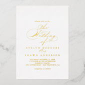 書エレガント結婚の金ゴールド 箔招待状 (正面)