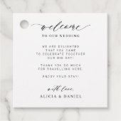 書エレガント結婚パーソナライズされたの歓迎 フェイバータグ (正面)