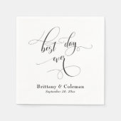 書エレガント結婚最高の書の日のシンプル スタンダードカクテルナプキン (正面)