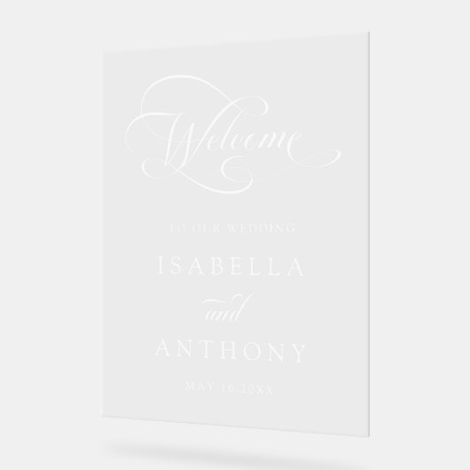 書エレガント結婚渦巻形のの歓迎 アクリルサイン (傾斜)