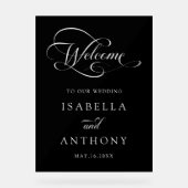 書エレガント結婚渦巻形の道の歓迎ブラック アクリルサイン (正面)