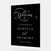 書エレガント結婚渦巻形の道の歓迎ブラック アクリルサイン (傾斜)