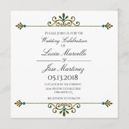 書エレガント縁ど金ゴールド結婚式招待状 招待状