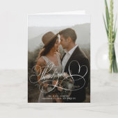 書エレガント跡のカスタム結婚写真 サンキューカード (正面)