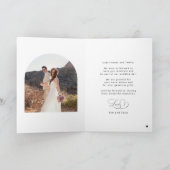 書エレガント跡のカスタム結婚写真 サンキューカード (内部)