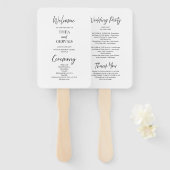 書エレガント跡の白い結婚式 プログラム ハンドファン (正面&裏面)