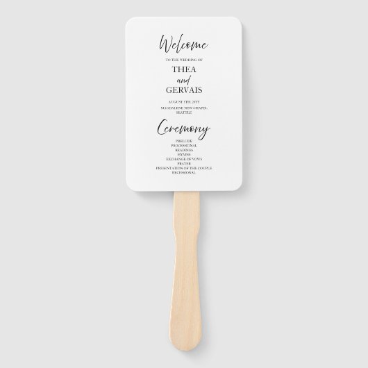 書エレガント跡の白い結婚式 プログラム ハンドファン (正面)