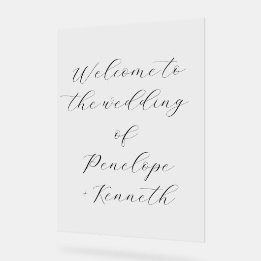 書エレガント跡の白結婚のカスタム アクリルサイン (傾斜)