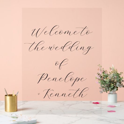 書エレガント跡の白結婚のカスタム アクリルサイン (ウェディング)