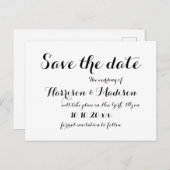 書エレガント跡の白黒結婚文字 案内ポストカード (正面/裏面)