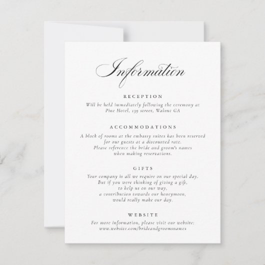 書エレガント跡の結婚情報 招待状 (正面)