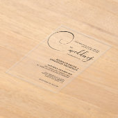 書エレガント跡の結婚文字 アクリル招待状 (レイダウン)