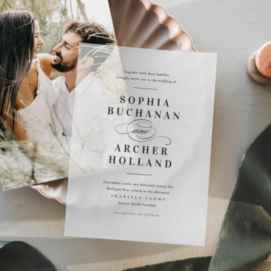 書エレガント跡の結婚文字 ベラム紙招待状